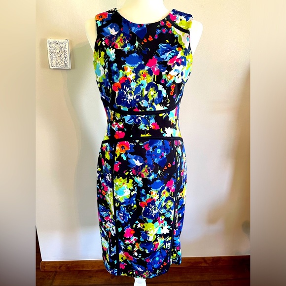 Nicole by Nicole Miller Size Medium Multi Color Floral Sleeveless Midi Dress - Picture 1 of 6